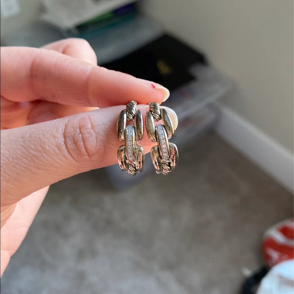 David yurman cable loop hoop earrings with diamonds